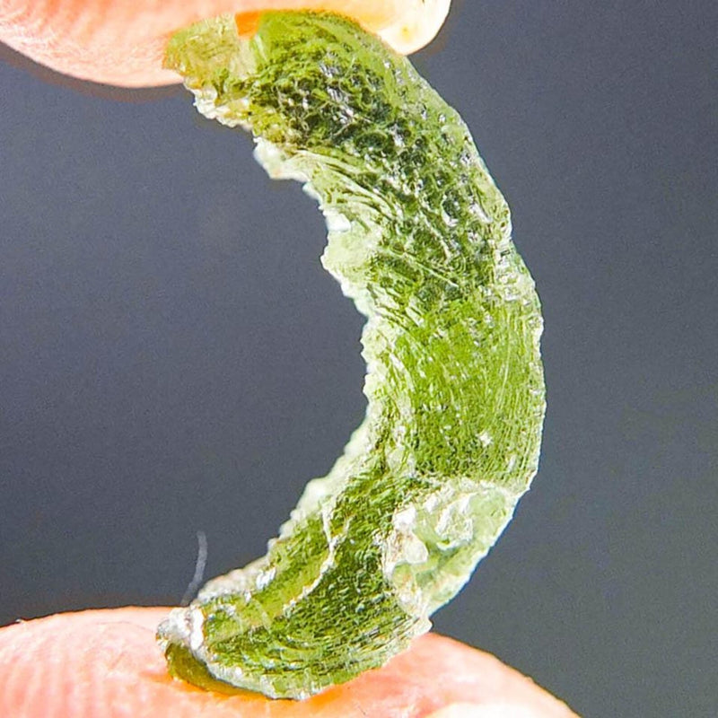 CERTIFIED Moldavite - Vibrant green, uncommon texture & shape