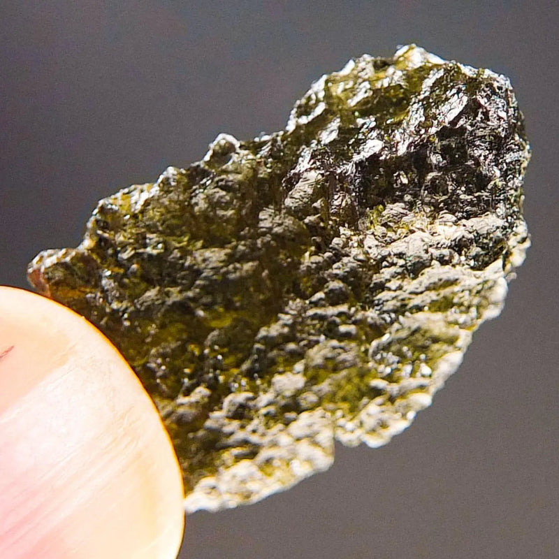 CERTIFIED Moldavite - Vibrant green, uncommon texture & shape