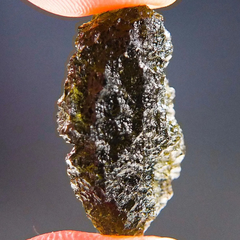 CERTIFIED Moldavite - Vibrant green, uncommon texture & shape