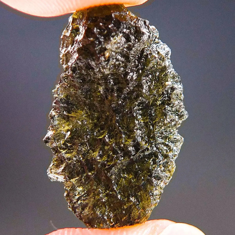 CERTIFIED Moldavite - Vibrant green, uncommon texture & shape