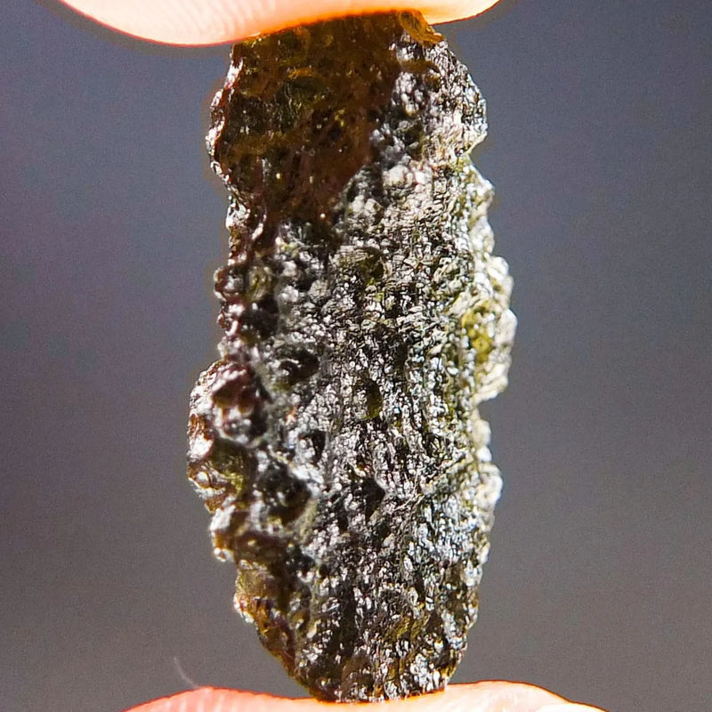 CERTIFIED Moldavite - Vibrant green, uncommon texture & shape