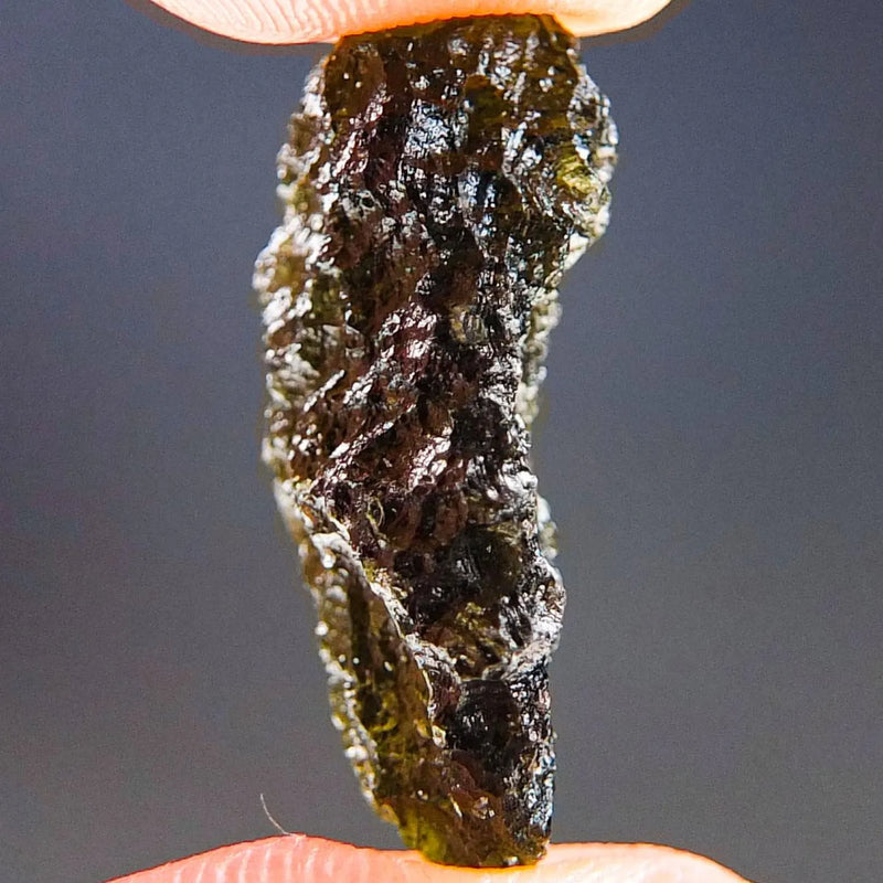 CERTIFIED Moldavite - Vibrant green, uncommon texture & shape