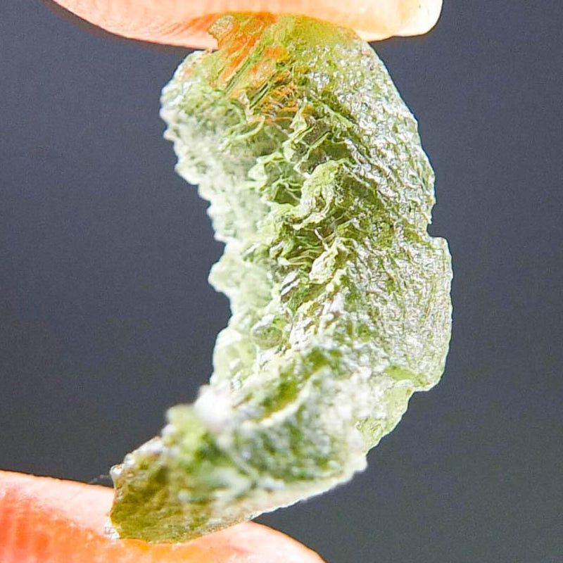 CERTIFIED Moldavite - Vibrant green, uncommon texture & shape