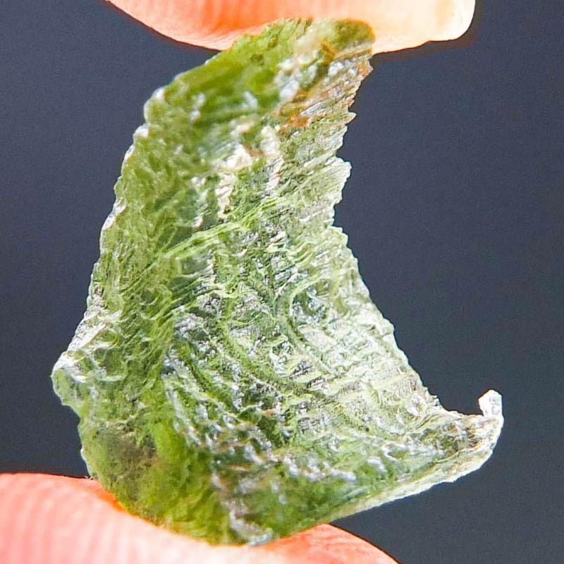 CERTIFIED Moldavite - Vibrant green, uncommon texture & shape