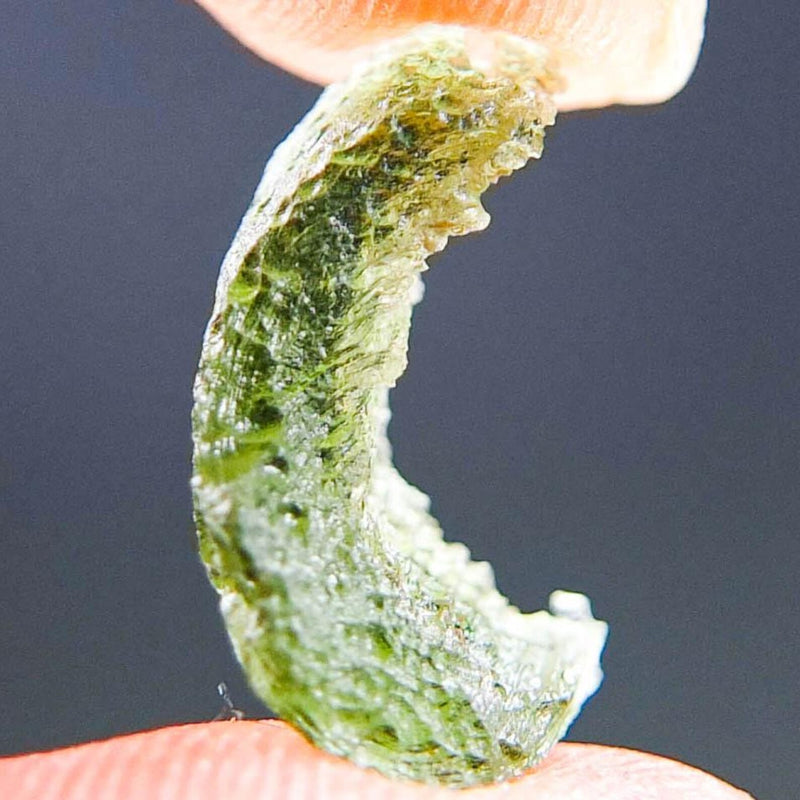 CERTIFIED Moldavite - Vibrant green, uncommon texture & shape