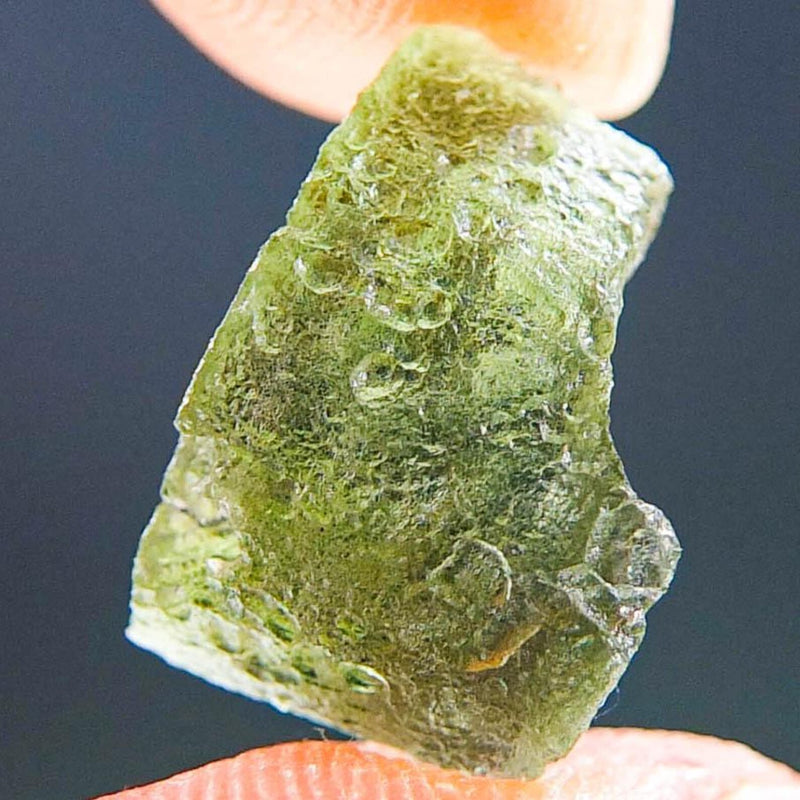 CERTIFIED Moldavite - Vibrant green, uncommon texture & shape